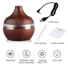 Load image into Gallery viewer, EJOAI 300ml USB Wood Grain Essential Oil Aroma Diffuser Electric Aromatherapy Mist Maker with 7 Color LED Lights for Home Office